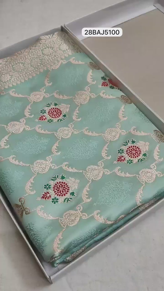 Sea Green- Banarasi Mashru Silk Saree