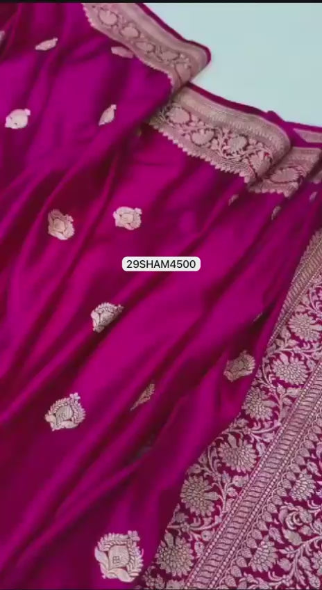 Pink- Banarasi Khaddi Mashru Katan Pure Silk Sarees