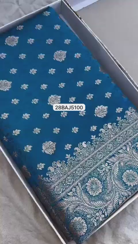 Blue- Banarasi Mashru Silk Saree