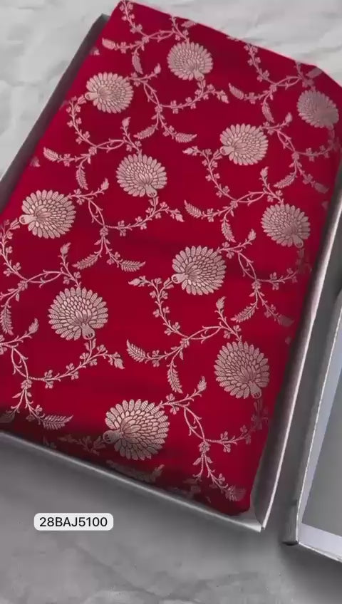 Red- Banarasi Mashru Silk Saree