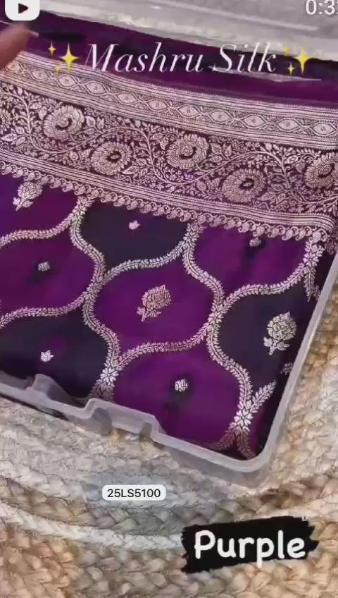 Purple- Banarasi Mashru Silk Saree