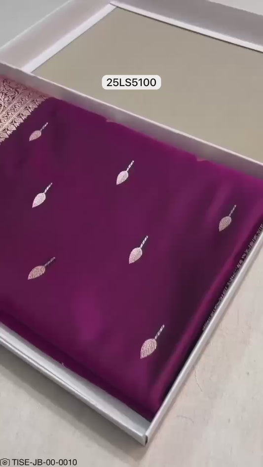 Wine Purple- Banarasi Mashru Silk Saree